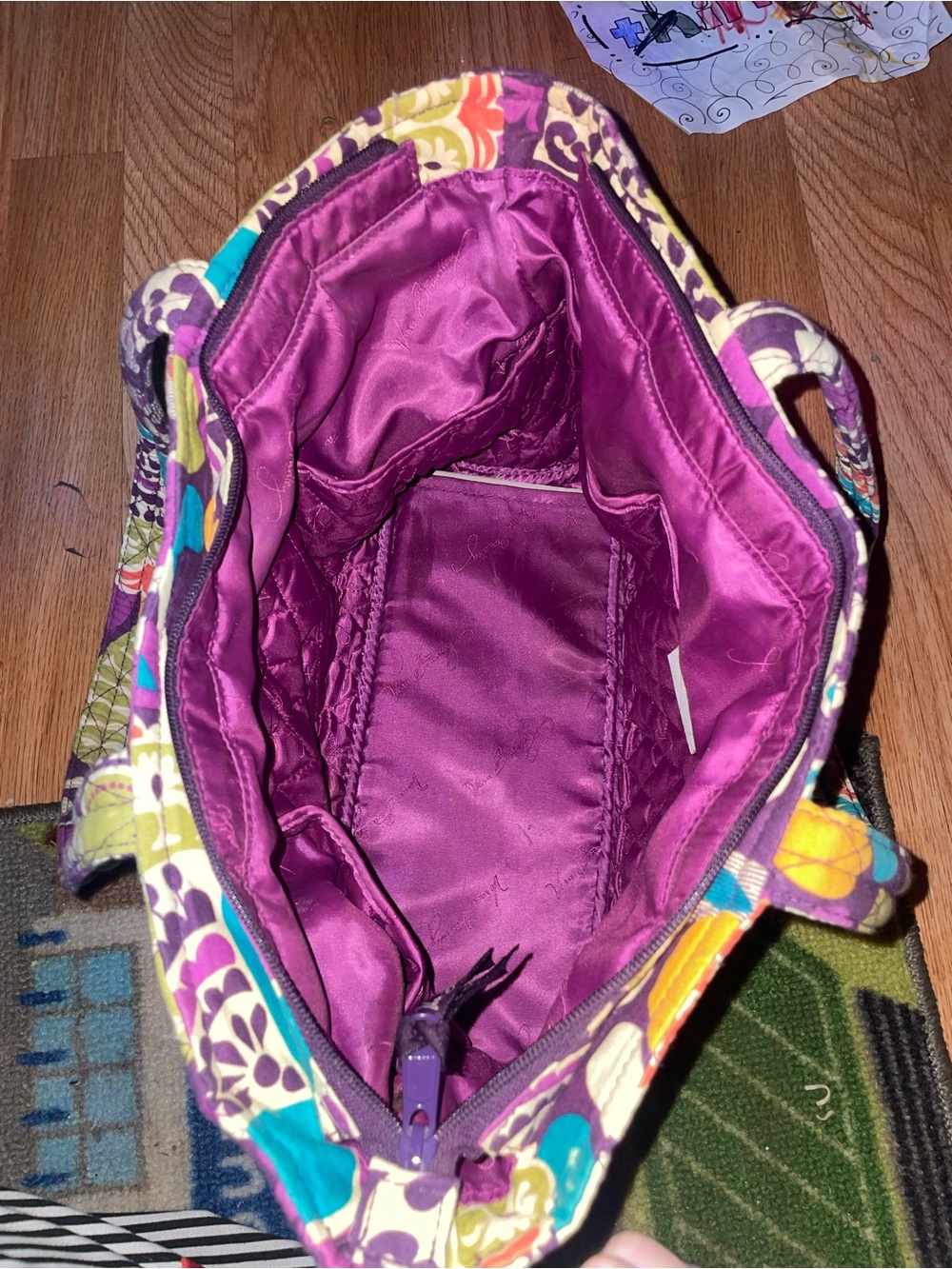 Vera Bradley Quilted Floral Shoulder Bag in Purple with Multicolor Accents - Picture 4 of 6